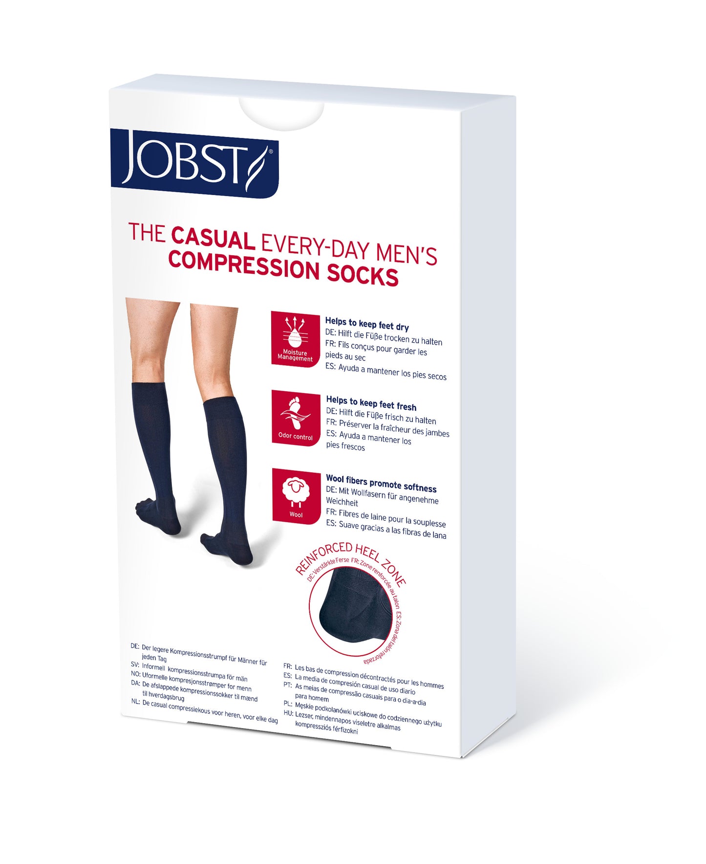 JOBST forMen Casual Knee 15-20 mmHg Closed Toe product box view 2