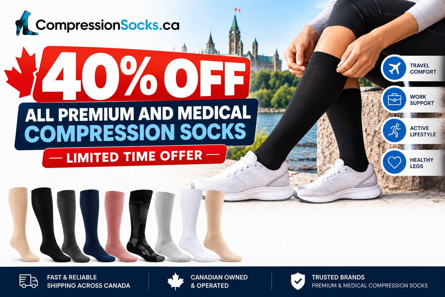 20–30 mmHg Compression Socks for Men in Canada: When to Choose, Sizing, and Safety