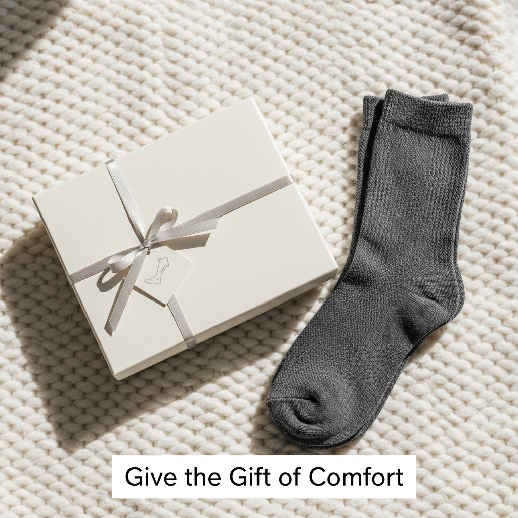 Compression Socks Safeway Box A beautifully wrapped gift box with neatly folded compression socks ...