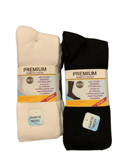 Diabetic Crew Length Socks (Pack of 3) – Non-Binding Cotton Comfort Socks for Swollen Feet, Sensitive Skin & Daily Circulation Care EZee Life