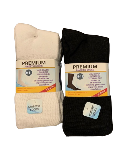 Diabetic Crew Length Socks (Pack of 3) – Non-Binding Cotton Comfort Socks for Swollen Feet, Sensitive Skin & Daily Circulation Care EZee Life