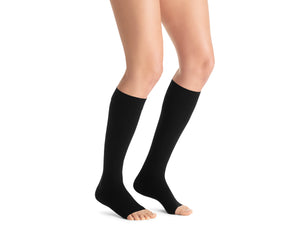 JOBST Opaque Compression Stockings 30-40 mmHg Knee High Open Toe Natural Large Petite color black