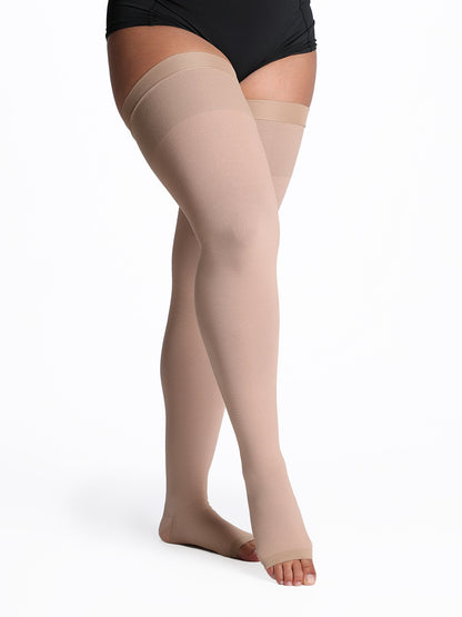 Sigvaris Men's Natural Rubber Thigh-High without Grip-Top Open-Toe 30-40mmHg