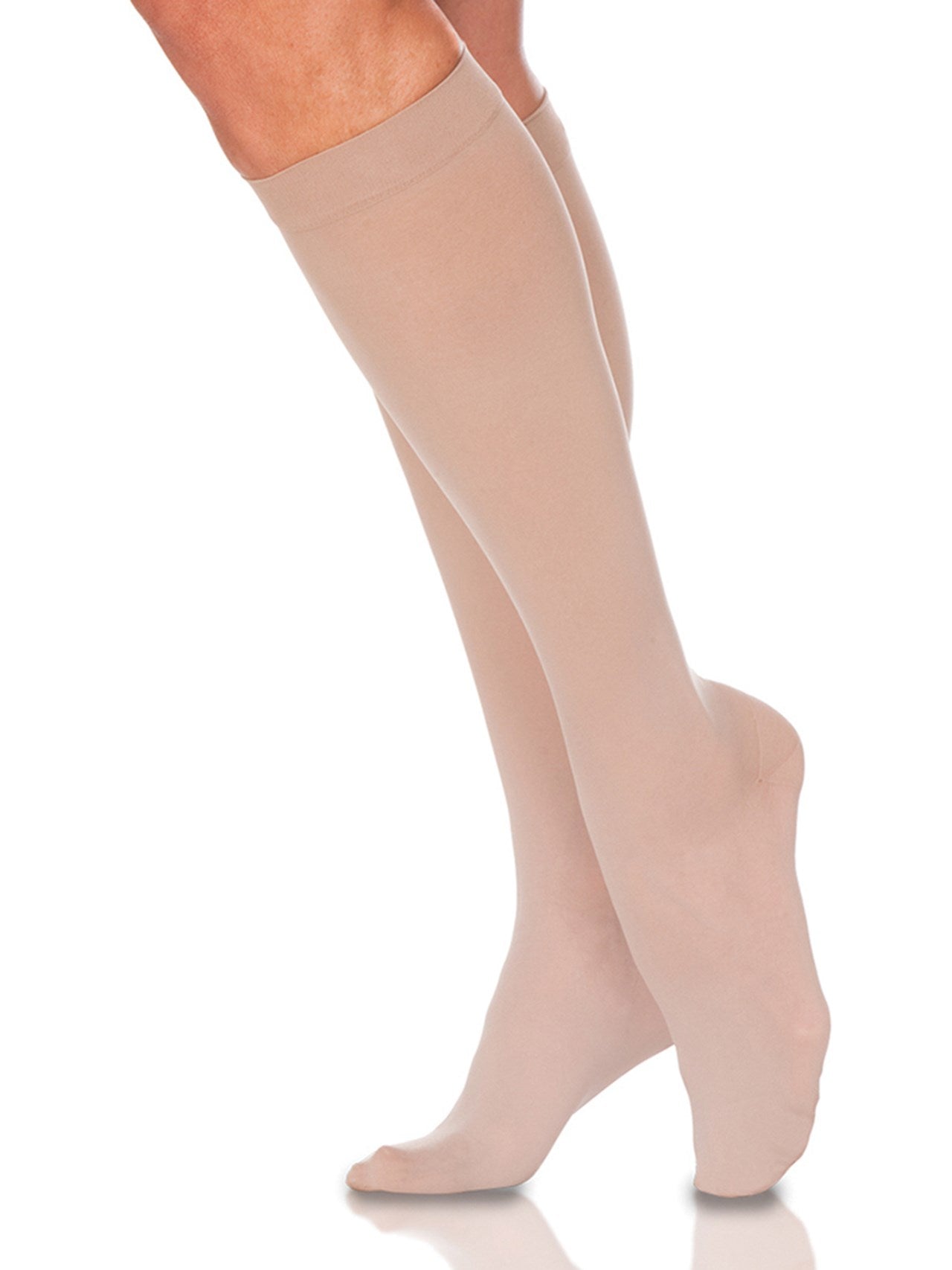 Sigvaris 780 Sheer Compression Socks 20-30 mmHg Calf High for Women Closed Toe Color Cream 