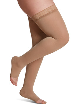 Sigvaris Women's Style Soft Opaque Thigh-High Open-Toe 20-30mmHg