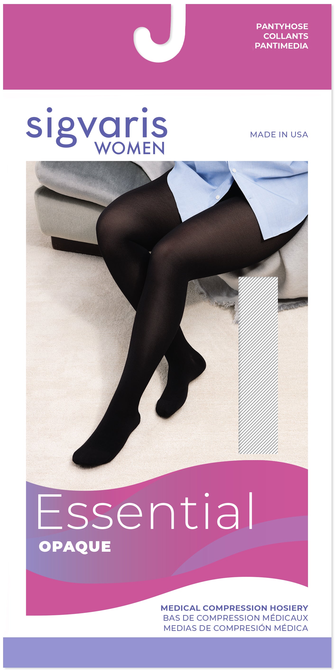 Sigvaris Women's Essential Opaque Pantyhose Plus 20-30mmHg Women's Closed Toe