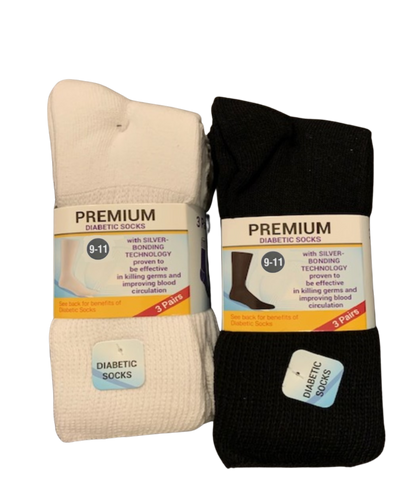 Diabetic Crew Length Socks (Pack of 3) – Non-Binding Cotton Comfort Socks for Swollen Feet, Sensitive Skin & Daily Circulation Care EZee Life