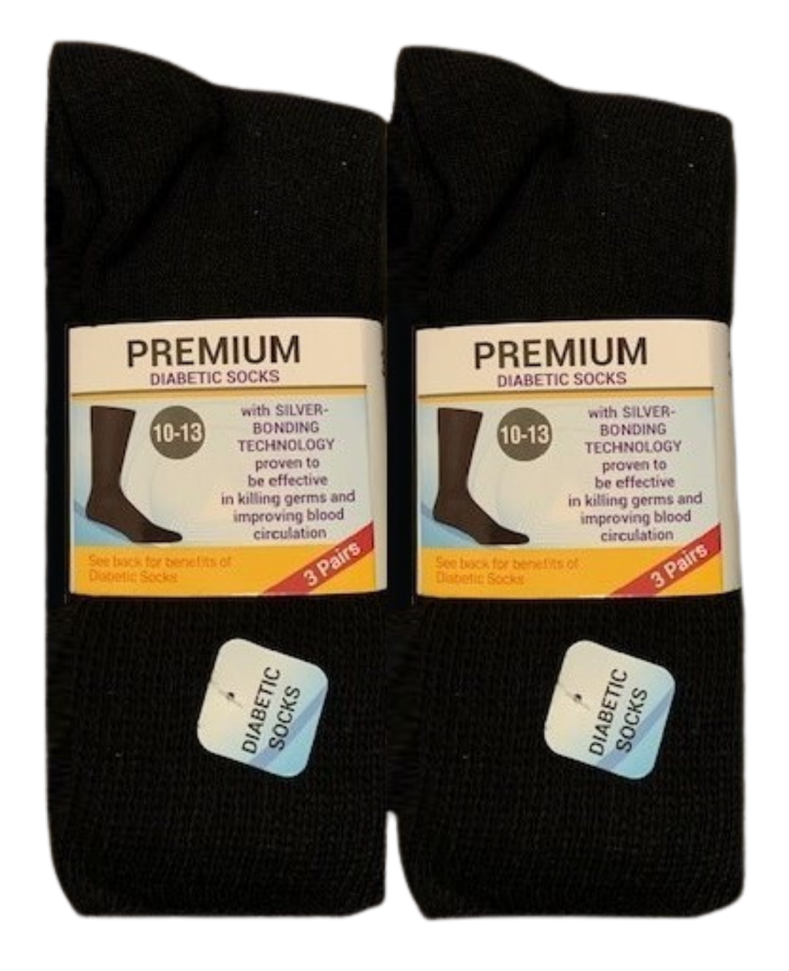 Diabetic Crew Length Socks (Pack of 3) – Non-Binding Cotton Comfort Socks for Swollen Feet, Sensitive Skin & Daily Circulation Care EZee Life