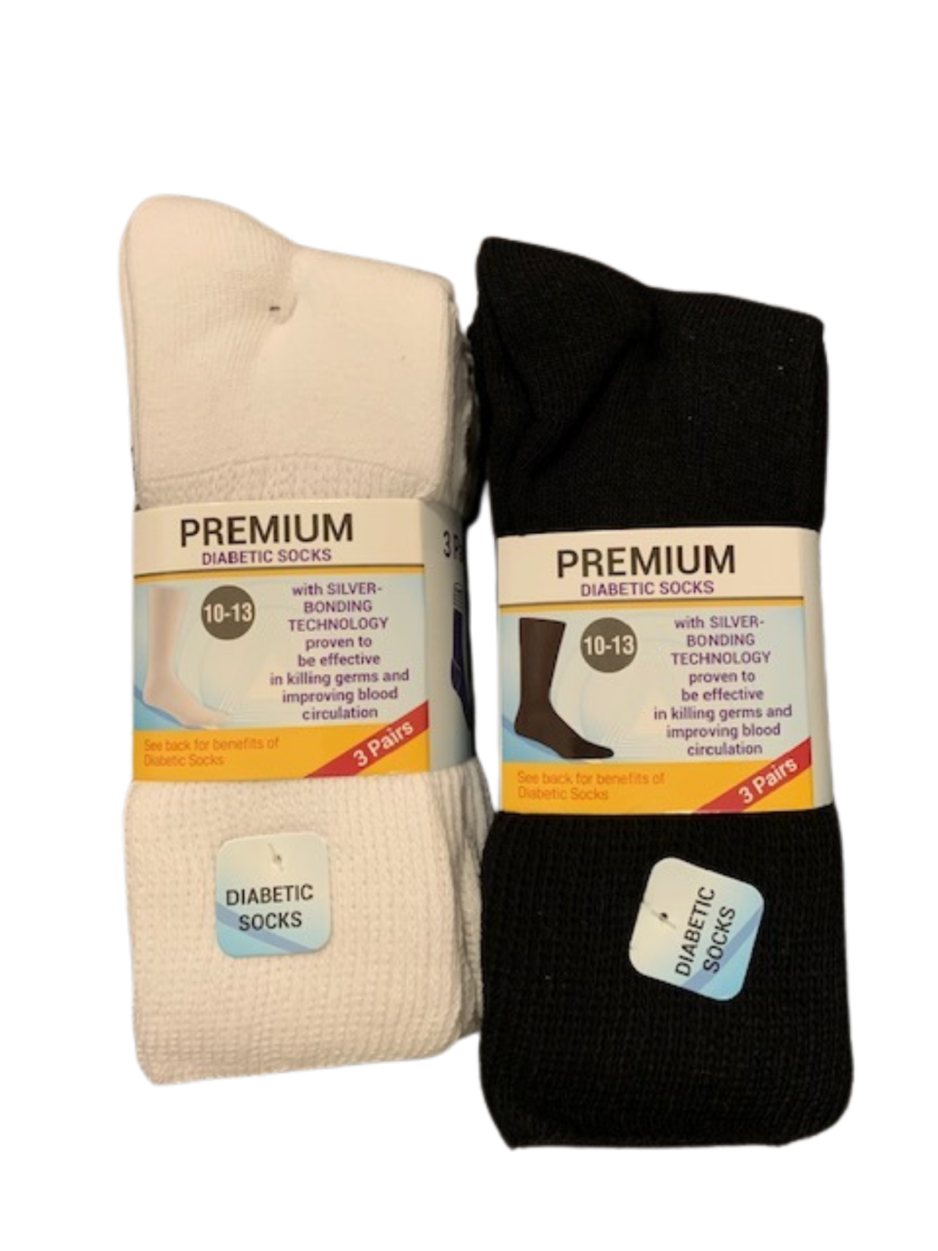 Diabetic Crew Length Socks (Pack of 3) – Non-Binding Cotton Comfort Socks for Swollen Feet, Sensitive Skin & Daily Circulation Care EZee Life