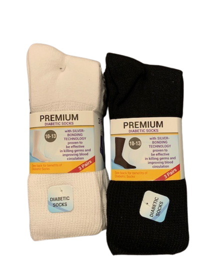 Diabetic Crew Length Socks (Pack of 3) – Non-Binding Cotton Comfort Socks for Swollen Feet, Sensitive Skin & Daily Circulation Care EZee Life
