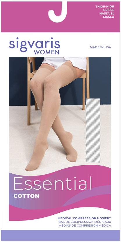 Sigvaris Women's Essential Cotton Thigh-High 30-40mmHg Women's Closed Toe