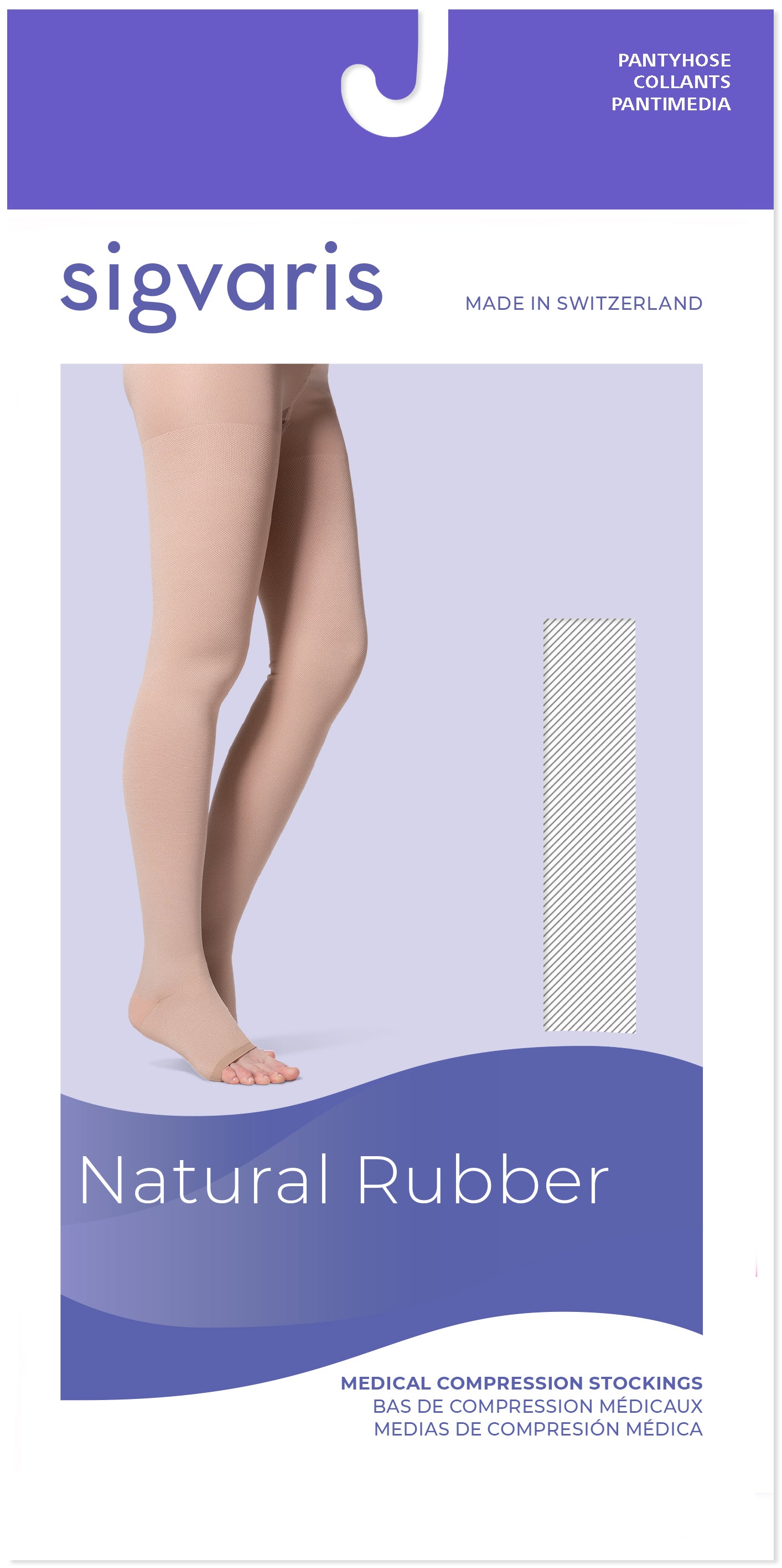 Sigvaris Men's Natural Rubber Pantyhose Open-Toe 30-40mmHg