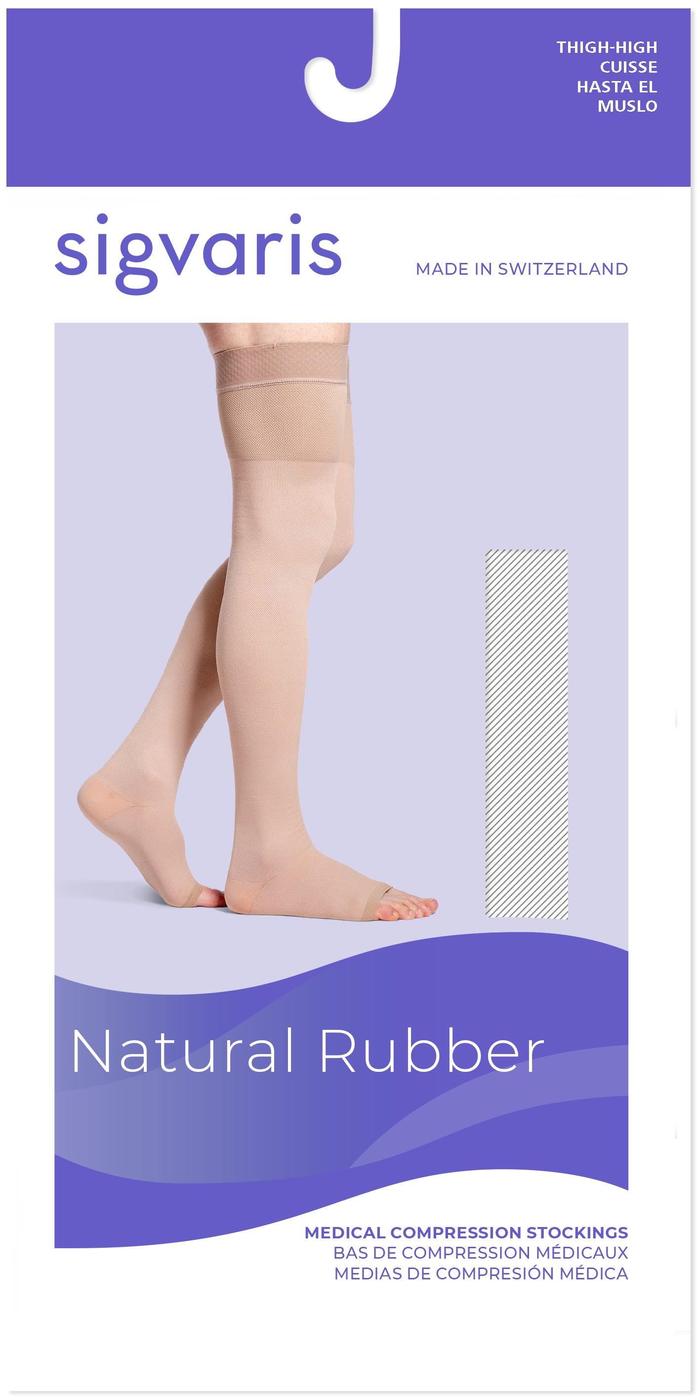 Sigvaris Men's Natural Rubber Thigh-High Open-Toe 40-50mmHg