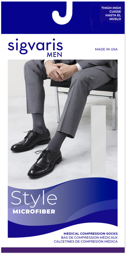 Sigvaris Men's Style Microfiber Thigh-High 20-30mmHg Men's Closed Toe