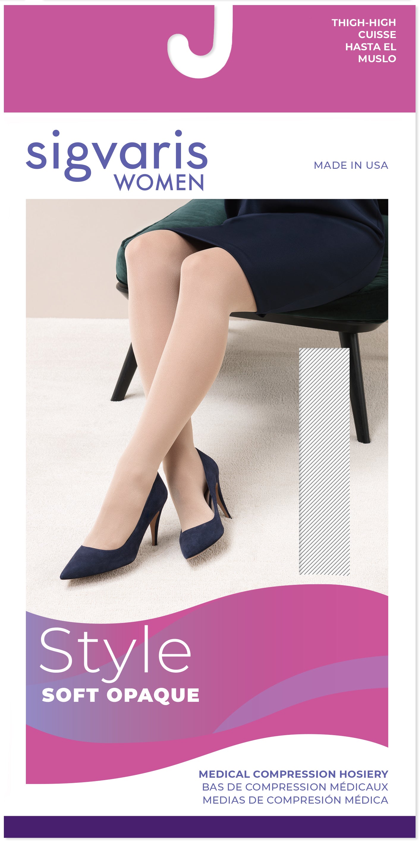 Sigvaris Women's Style Soft Opaque Thigh-High 30-40mmHg Women's Closed Toe