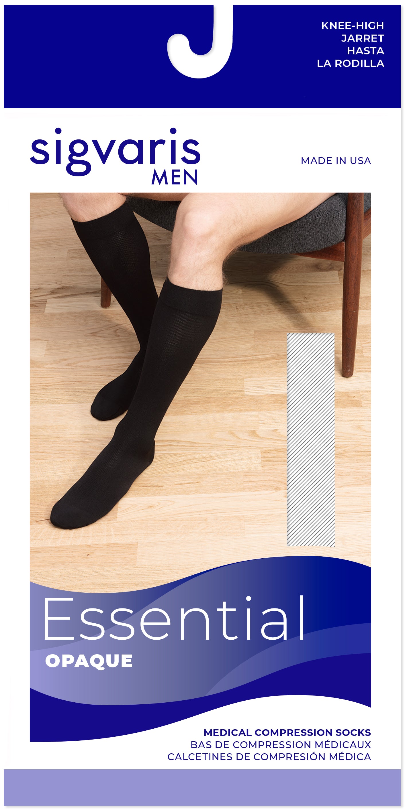 Sigvaris Men's Essential Opaque Calf Plus 20-30mmHg Men's Closed Toe