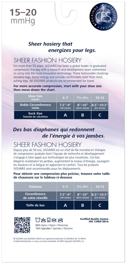 Sigvaris Women's Sheer Fashion Calf 15-20mmHg Closed