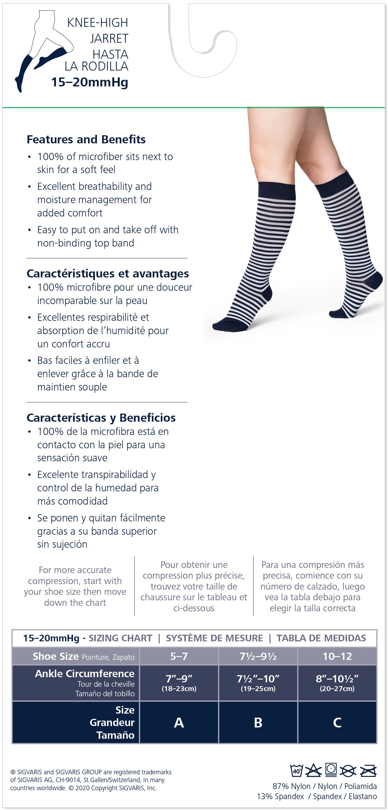 Sigvaris Women's Microfiber Shades Calf 15-20mmHg Closed