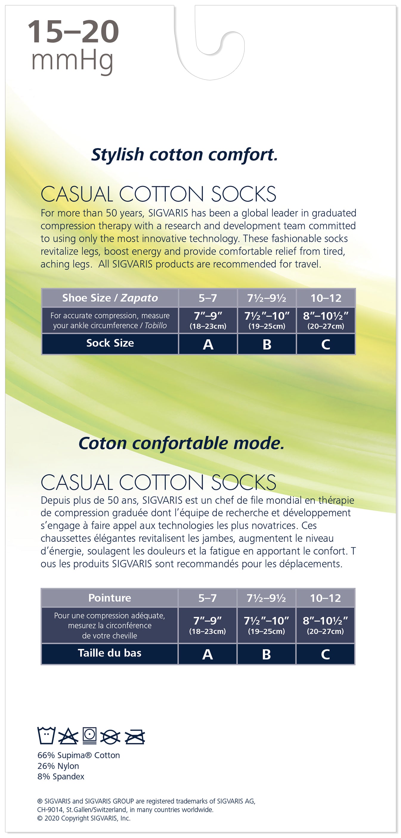 Sigvaris Women's Casual Cotton Calf 15-20mmHg Closed