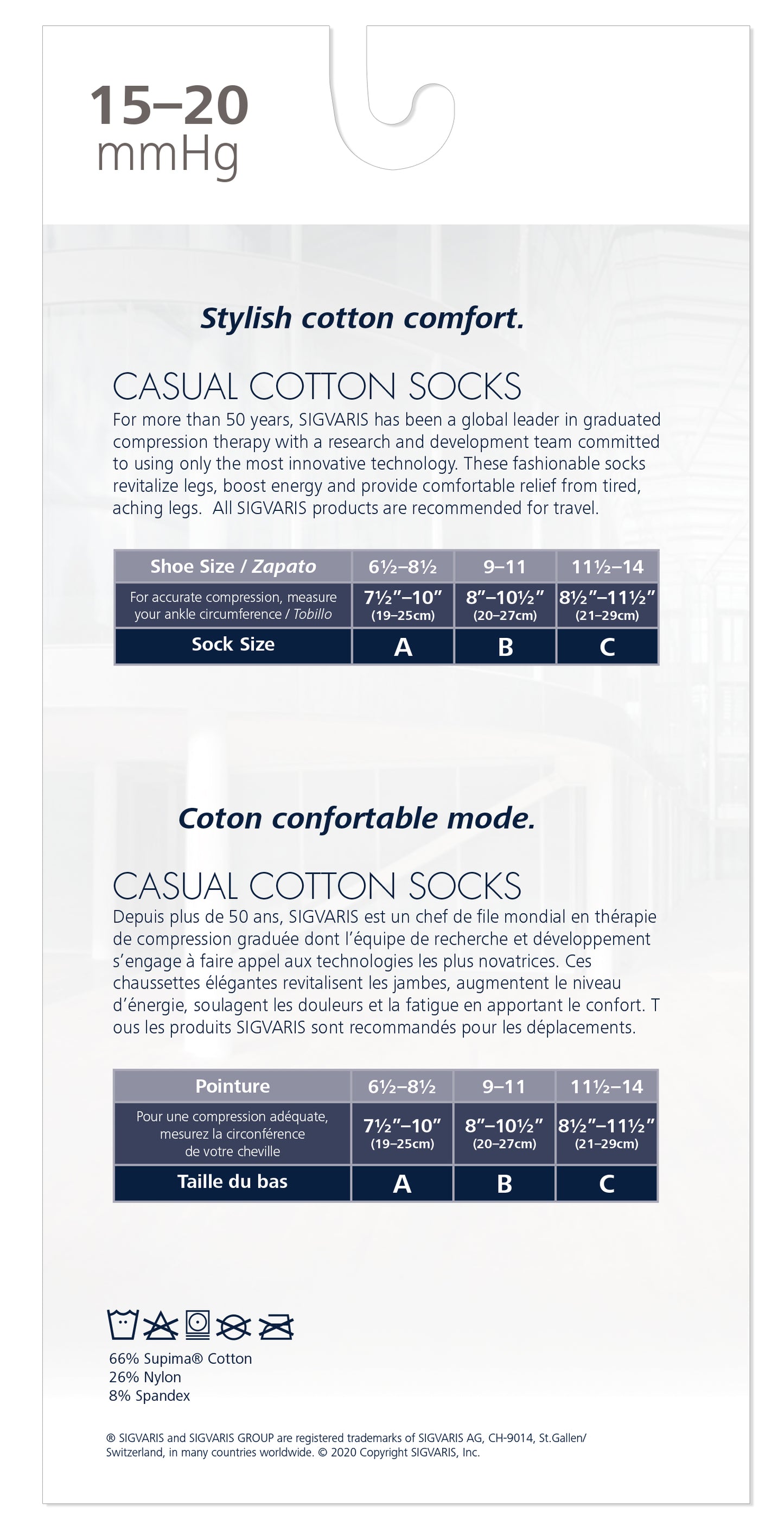 Sigvaris Men's Casual Cotton Calf 15-20mmHg Closed