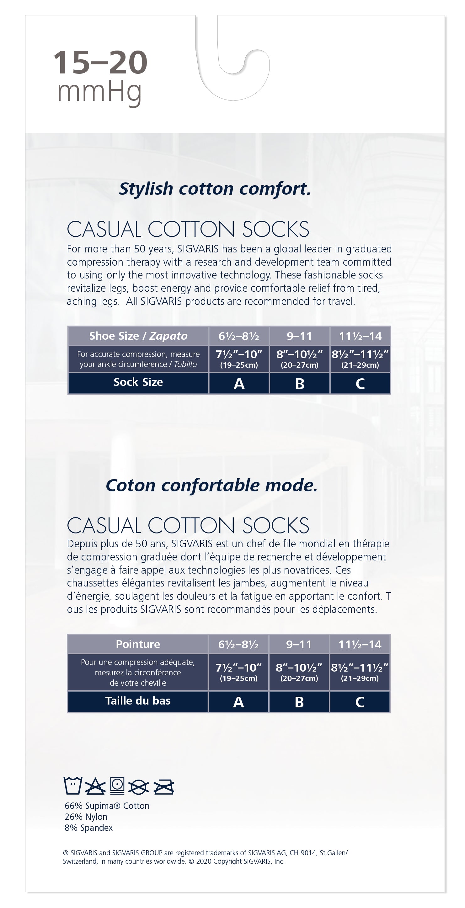 Sigvaris Men's Casual Cotton Calf 15-20mmHg Closed