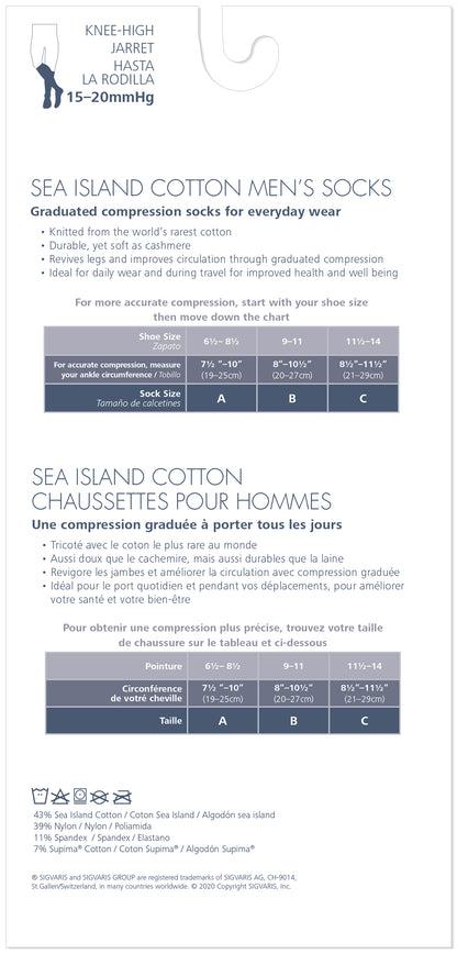 Sigvaris Men's Sea Island Cotton Calf 15-20mmHg Closed