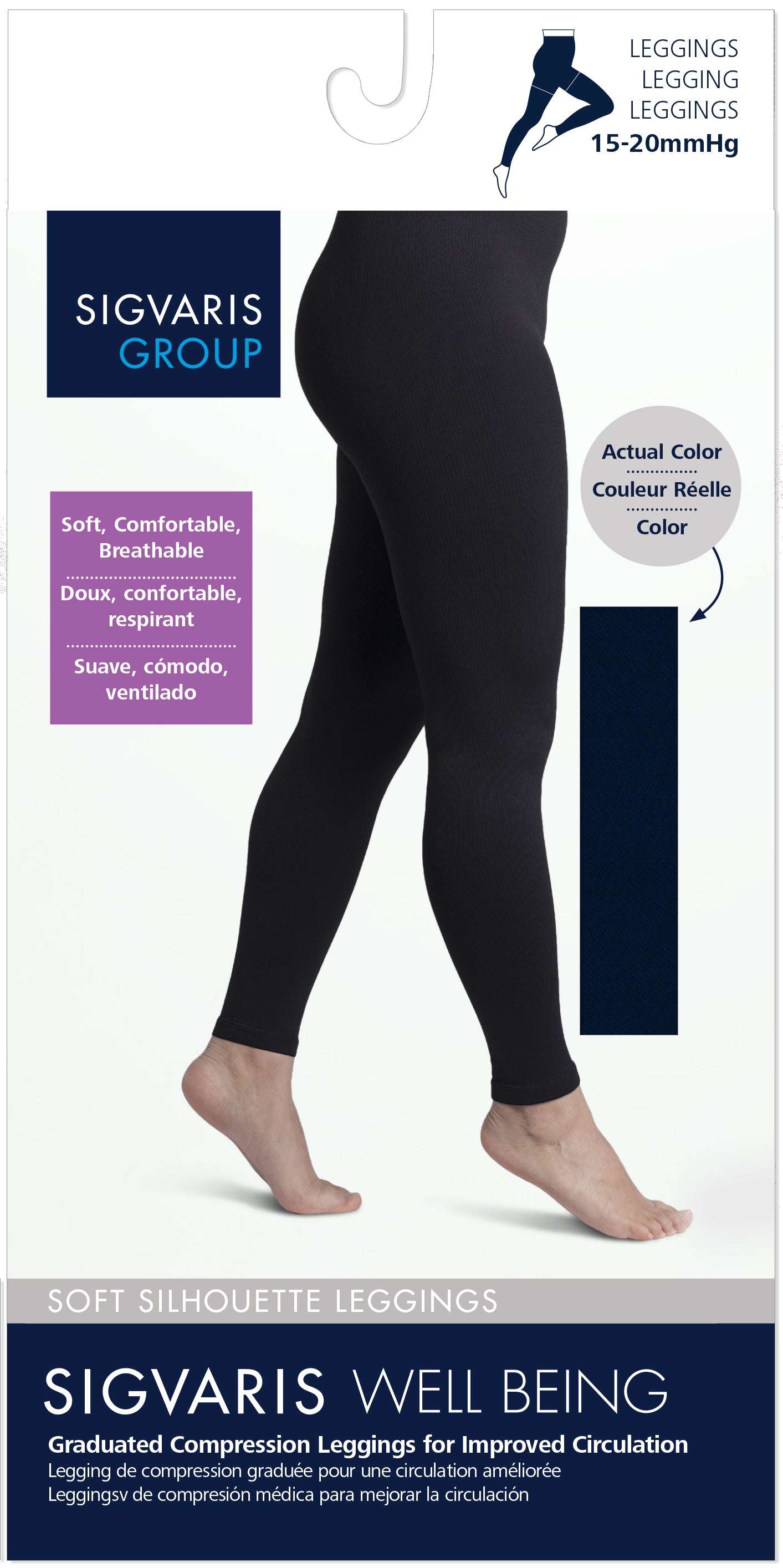 Sigvaris 170 Soft Silhouette Leggings 15-20 mmHg Calf High For Women