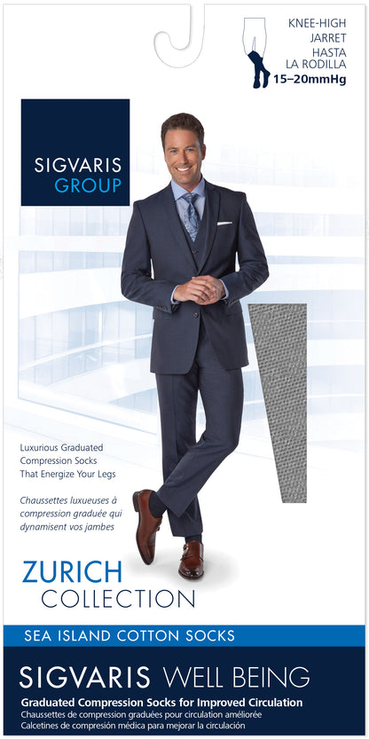 Sigvaris Men's Sea Island Cotton Calf 15-20mmHg Closed