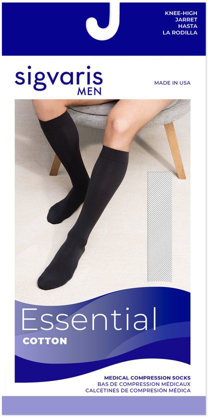 Sigvaris 230 Essential Cotton Compression Socks 20-30 mmHg Calf High for Men Closed Toe