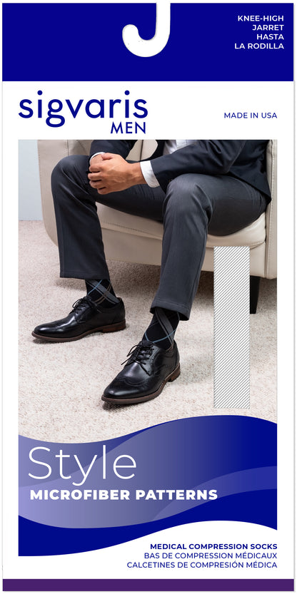 Sigvaris Men's Style Microfiber Patterns Calf 20-30mmHg Men's Closed Toe