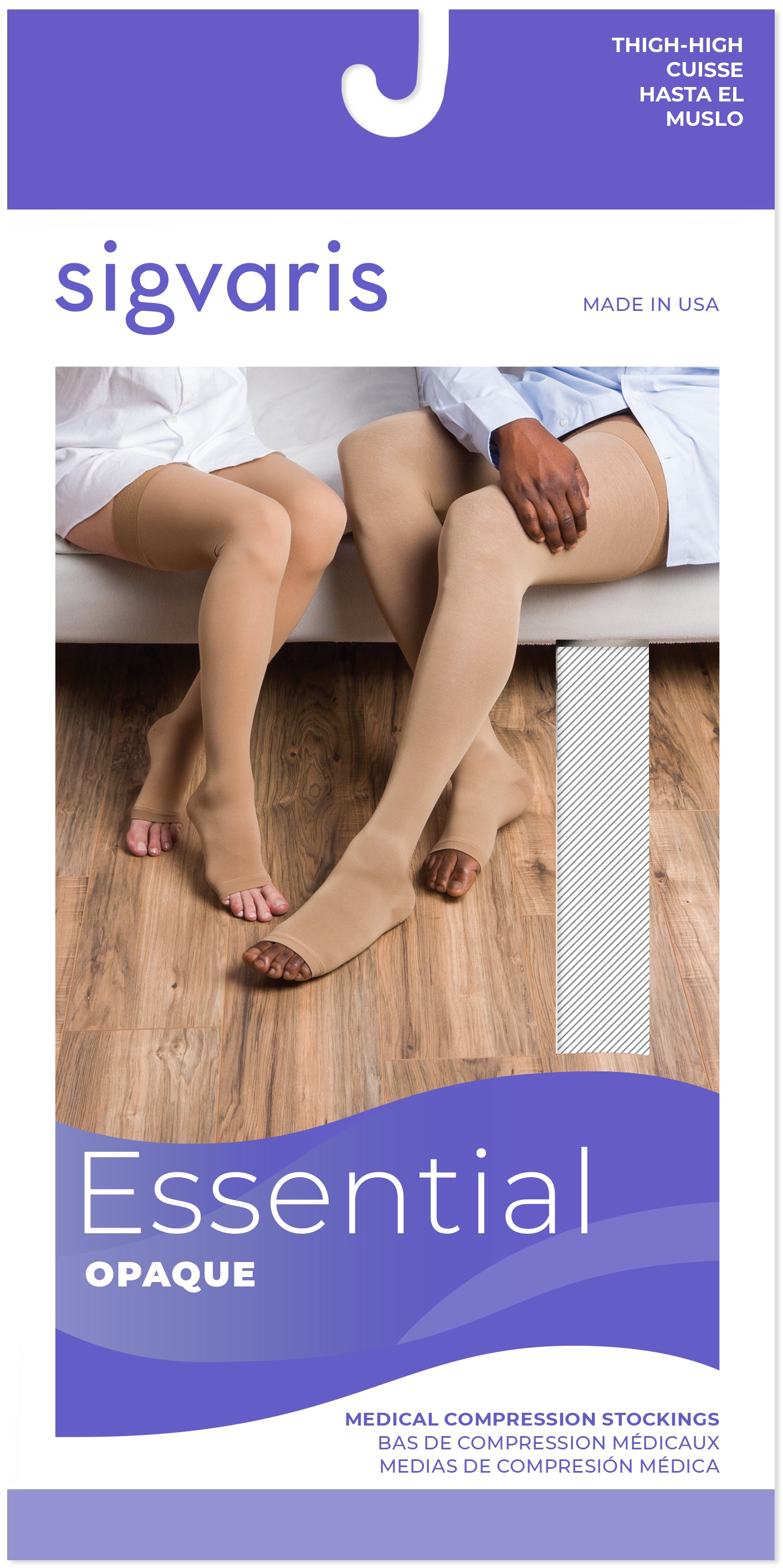 Sigvaris Men's Essential Opaque Thigh-High Open-Toe 30-40mmHg