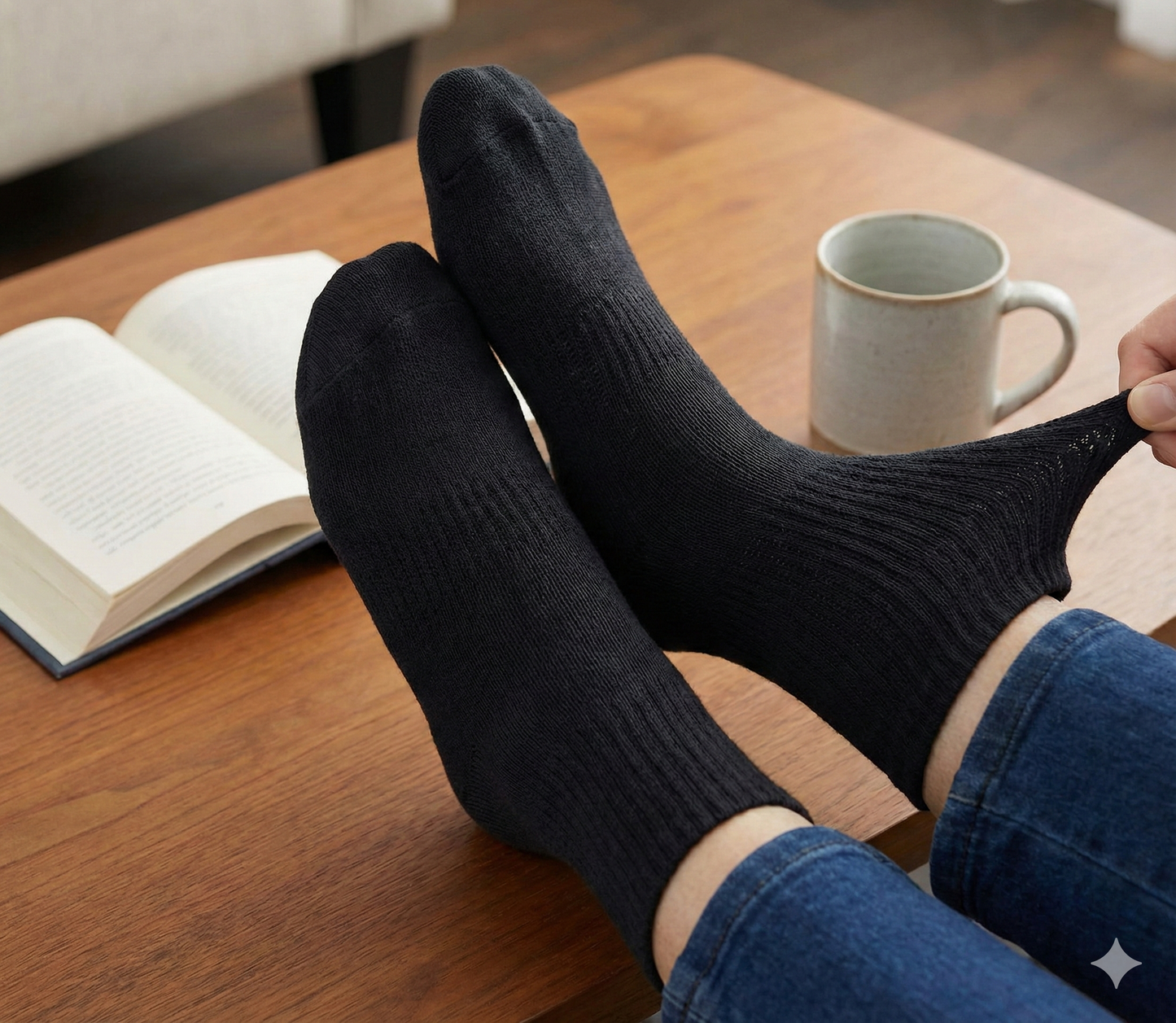 Diabetic Socks for Men & Women (Pack of 3) – Non-Binding Seamless Crew Socks, Breathable Cotton Comfort for Sensitive & Swollen Feet (Non-Compression) EZee Life