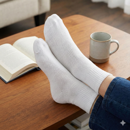 Diabetic Socks for Men & Women (Pack of 3) – Non-Binding Seamless Crew Socks, Breathable Cotton Comfort for Sensitive & Swollen Feet (Non-Compression) EZee Life