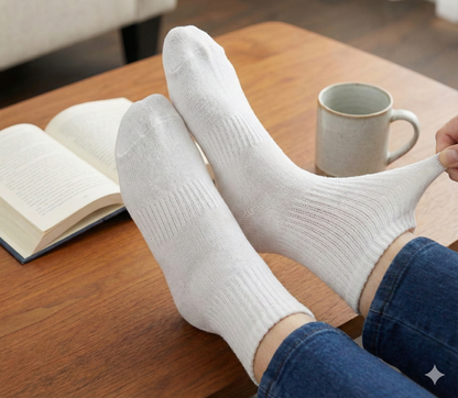 Diabetic Socks for Men & Women (Pack of 3) – Non-Binding Seamless Crew Socks, Breathable Cotton Comfort for Sensitive & Swollen Feet (Non-Compression) EZee Life