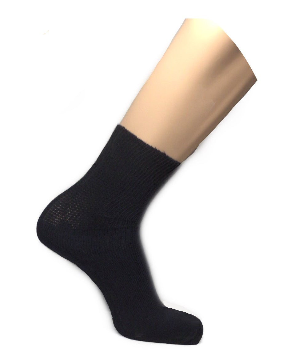 Diabetic Crew Length Socks (Pack of 3) – Non-Binding Cotton Comfort Socks for Swollen Feet, Sensitive Skin & Daily Circulation Care EZee Life