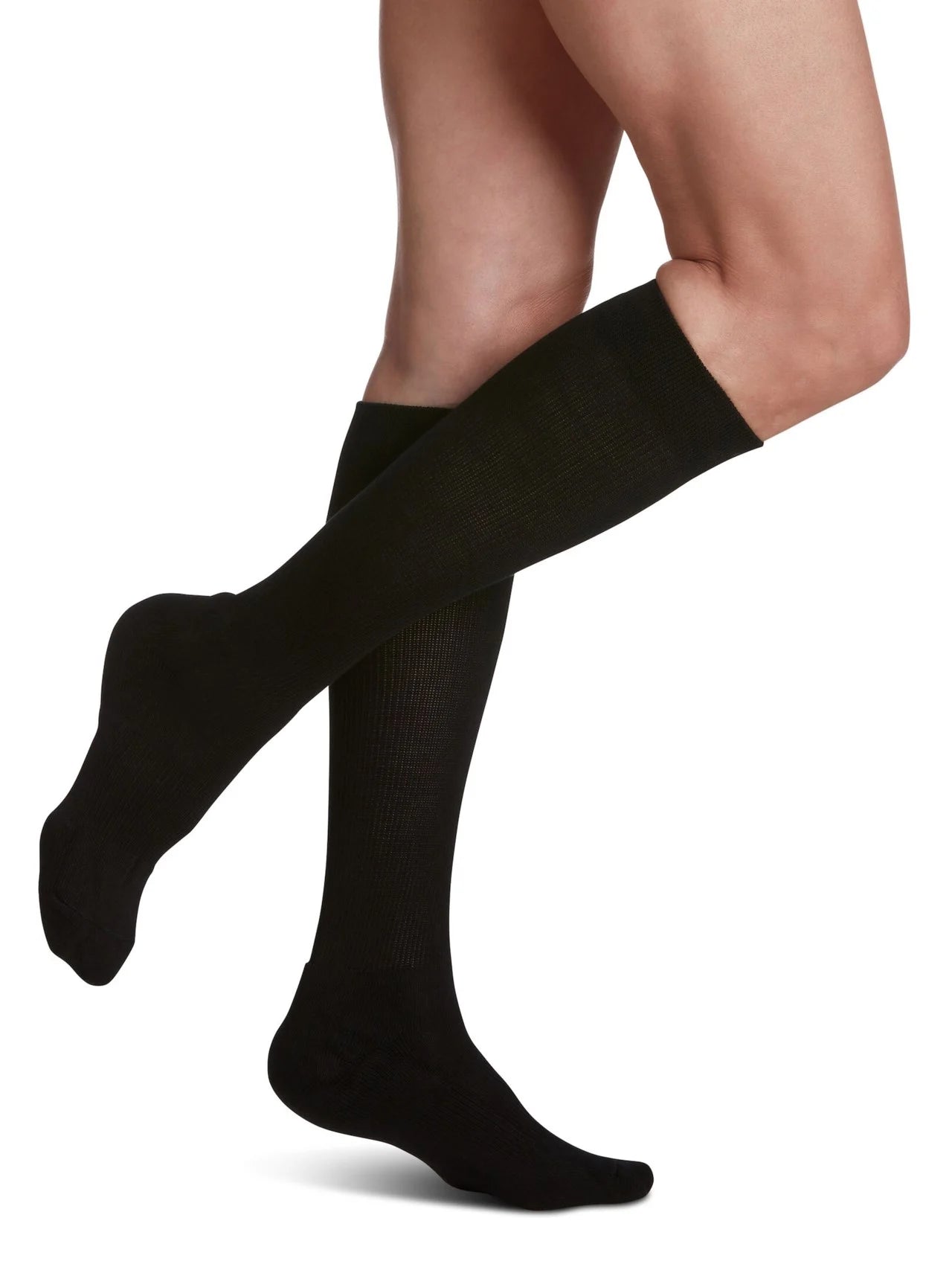 Sigvaris 360 Cushioned Cotton Compression Socks 20-30 mmHg Calf High for Men Closed Toe Color Black