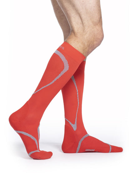 Sigvaris 412 High Tech Compression Socks 20-30 mmHg Calf High for Unisex Closed Toe Color Red