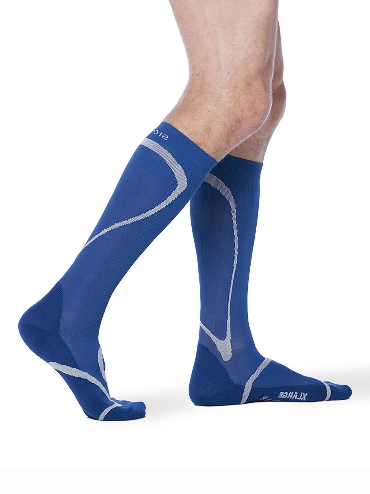 Sigvaris 412 High Tech Compression Socks 20-30 mmHg Calf High for Unisex Closed Toe Color Blue Front View