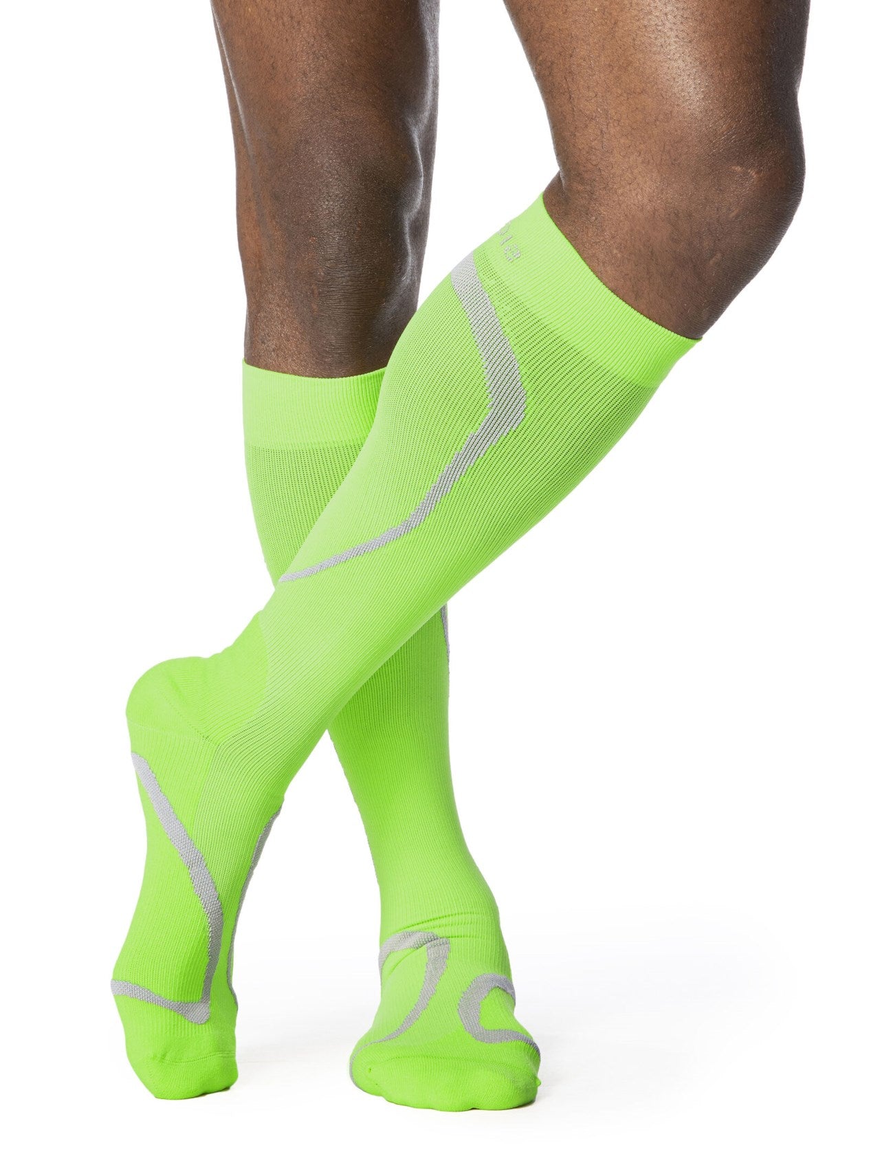 Sigvaris 412 High Tech Compression Socks 20-30 mmHg Calf High for Unisex Closed Toe Color Lemon Front View