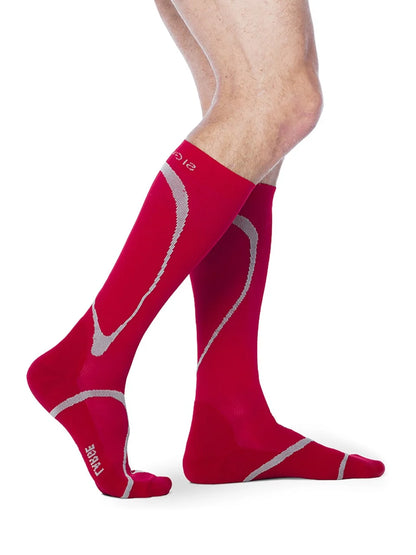 Sigvaris 412 High Tech Compression Socks 20-30 mmHg Calf High for Unisex Closed Toe Color Blood Red