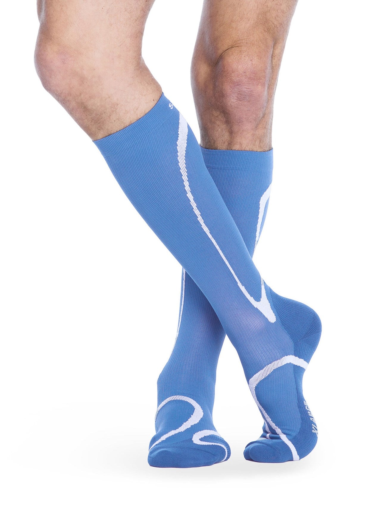 Sigvaris 412 High Tech Compression Socks 20-30 mmHg Calf High for Unisex Closed Toe Man Color Blue