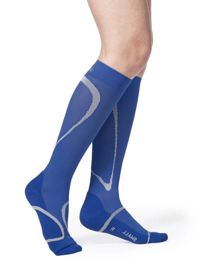 Sigvaris 412 High Tech Compression Socks 20-30 mmHg Calf High for Unisex Closed Toe Color Blue