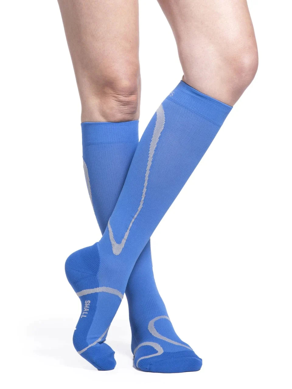 Sigvaris 412 High Tech Compression Socks 20-30 mmHg Calf High for Unisex Closed Toe Color Blue Front View