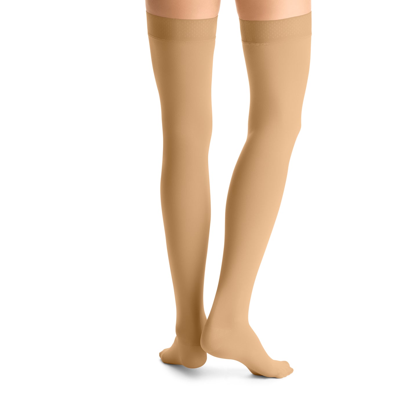 JOBST Opaque Compression Stockings 15-20 mmHg Thigh High Silicone Dot Band Closed Toe back view color yellow