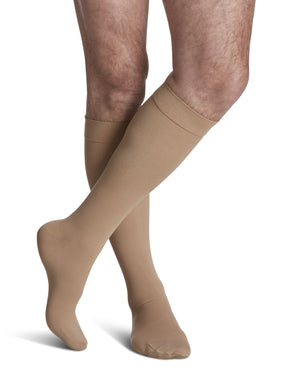 Sigvaris 230 Essential Cotton Compression Socks 30-40 mmHg Calf High Grip Top For Unisex Closed Toe color khakhi