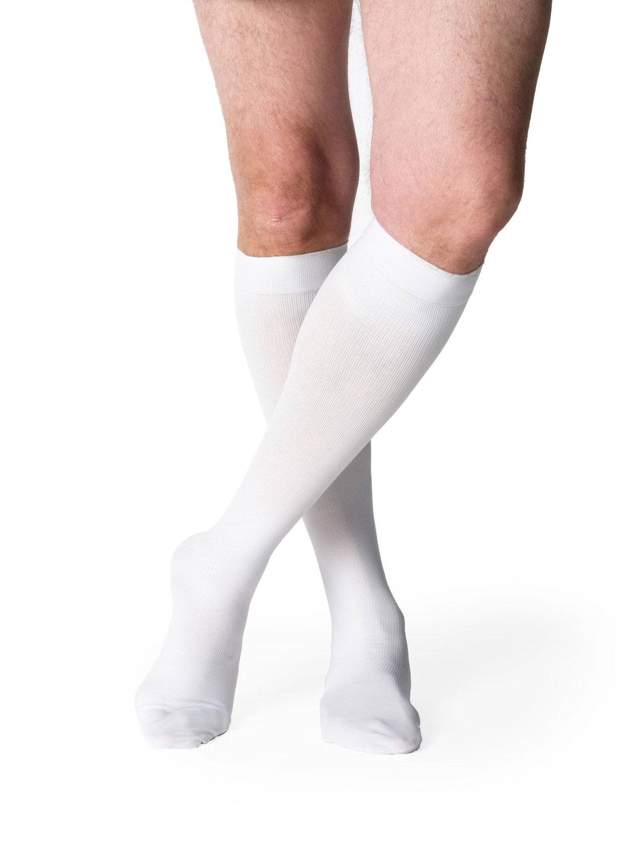 Sigvaris 230 Essential Cotton Compression Socks 20-30 mmHg Calf High for Men Closed Toe Male Color White