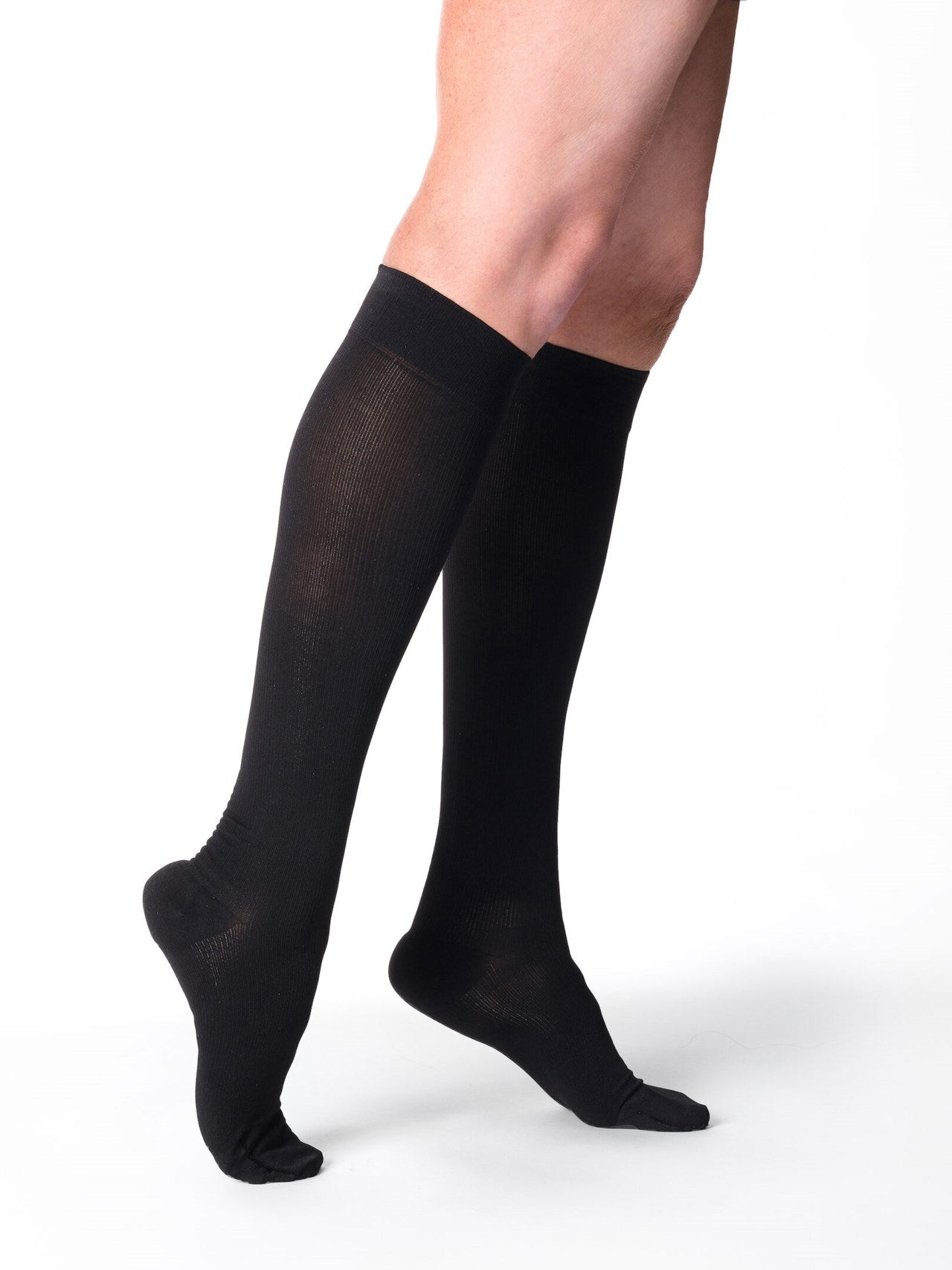 Sigvaris 230 Essential Cotton 20-30 mmHg Compression Socks Thigh High for Men Closed Toe color light black 