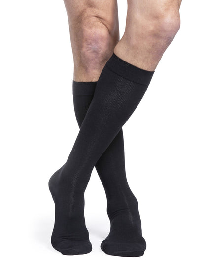 Sigvaris 230 Essential Cotton Compression Socks 20-30 mmHg Calf High for Men Closed Toe Male Color Black