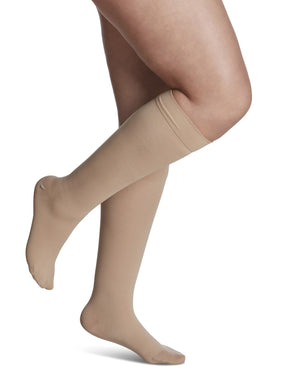 Sigvaris 860 Opaque Compression Socks 20-30 mmHg Calf High For Women Closed Toe Color Cream  Color Cream