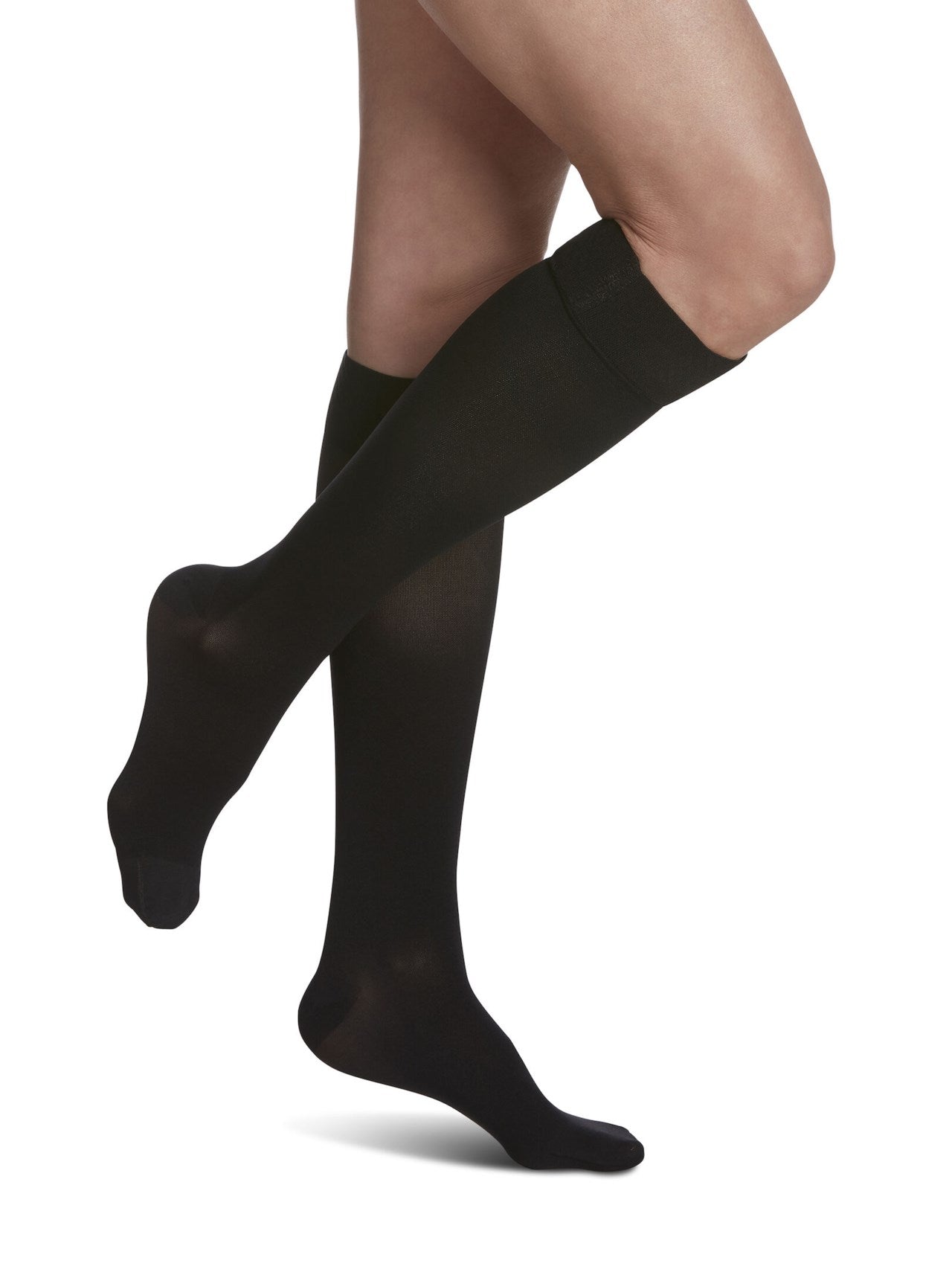 Sigvaris 860 Opaque Compression Socks 20-30 mmHg Calf High With Grip Top For Unisex Closed Toe Color Black